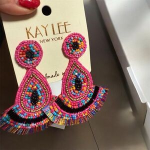 Kay Lee Pink Beaded Statement Earrings